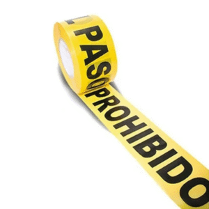 Banda "prohibido el paso" 7.5cm x 305m amarilla letras en negro