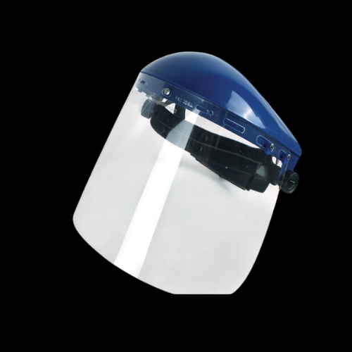 PROTECTOR FACIAL CABEZAL TERMOPLASTICO CON PROTECCIÓN DE ALTO IMPACTO, SUSPENSIÓN AJUSTE TIPO MATRACA, BANDA DE SUDORACIÓN, MICA PETG REEMPLAZABLE, COLOR AZUL