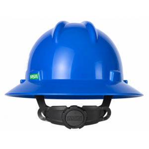 Casco ala ancha azul fas-trac III clase e polietileno ajuste matraca MSA