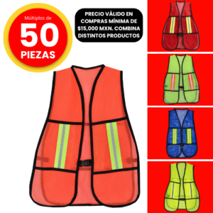 Chaleco de malla reflejante 50PZ
