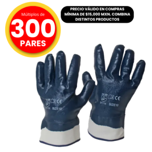 Guante de nitrilo puño de loneta azul