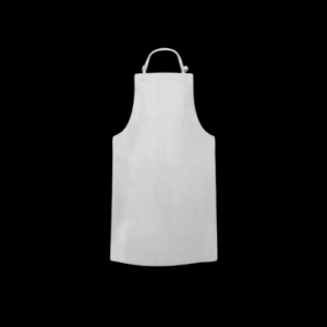 MANDIL PVC BLANCO 0.20MM DE ESP, APROBACIÓN FDA, 89 X 117 CMS, CORDÓN NYLON PARA AMARRE AL CUELLO