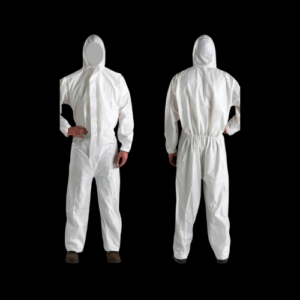 OVEROL MICROPOROSO DESECHABLE, ZIPPER, ELÁSTICO EN PUÑO, TOBILLOS Y CAPUCHA.