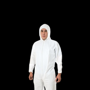 OVEROL MICROPOROSO DESECHABLE 55G. BLANCO, CON GORRO, SIN BOTAS