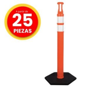Poste delimitador naranja con reflejante de 1.20cm