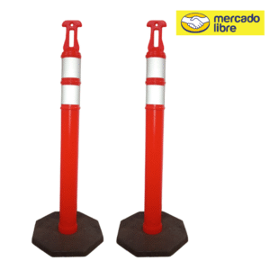 Poste vial delimitador 2 pzas base negra 1.20 con reflejante