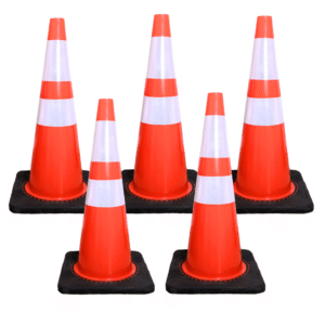 Cono Vial 91cm Naranja con Reflejante (5 pzas)