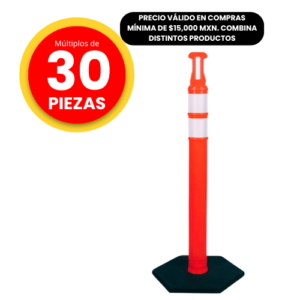 Poste delimitador naranja con reflejante de 1.20cm
